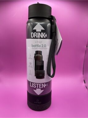 TYLT Bottle 2.0 Hydration Bottle + Bluetooth Speaker (24 oz, Black) Retail $50